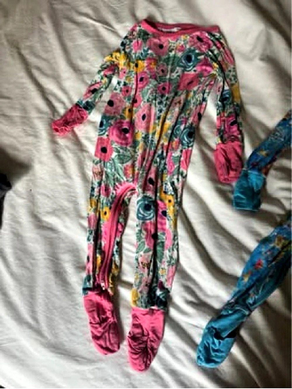 Little Sleepies Secret Garden Crescent Zippy Footie Set Floral 6-12 Months
